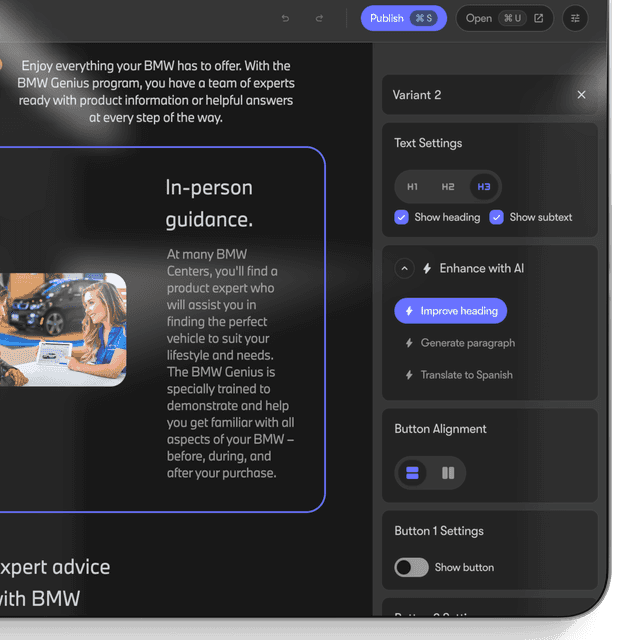 BMW USA website editor