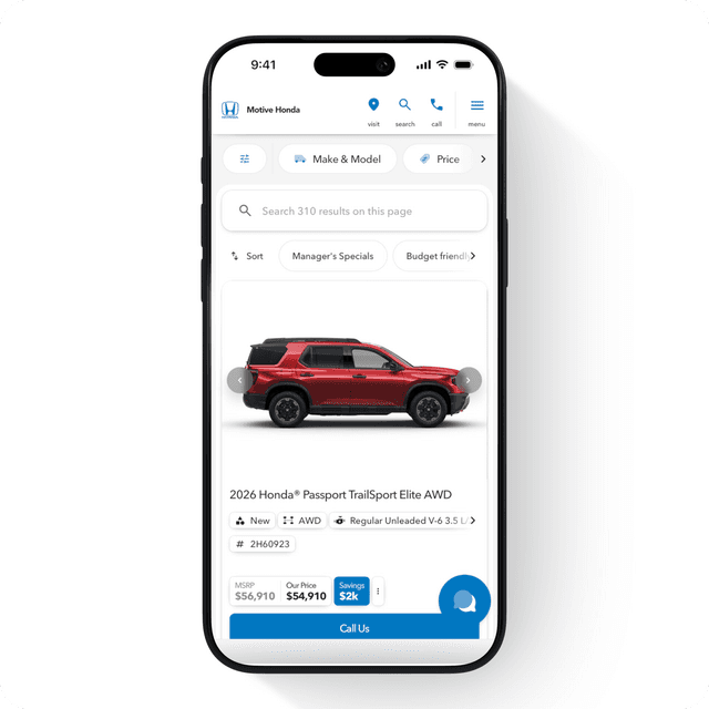 Honda search interface