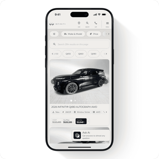 Infiniti search interface