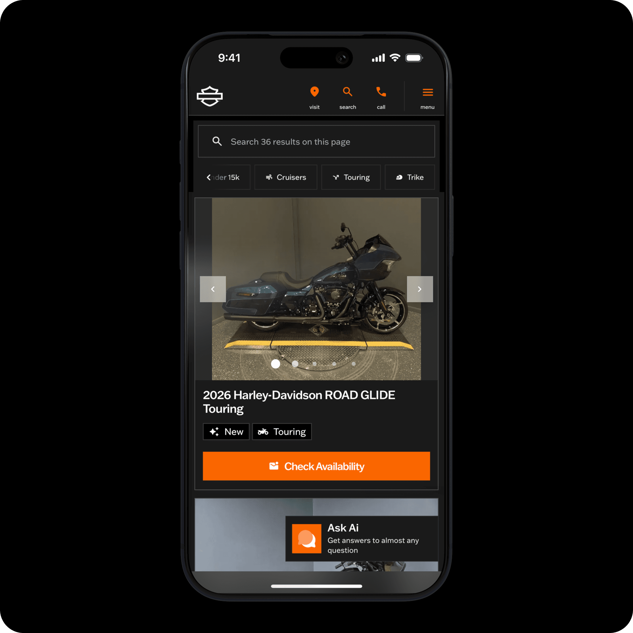 Harley-Davidson Canada dealer website on Motive