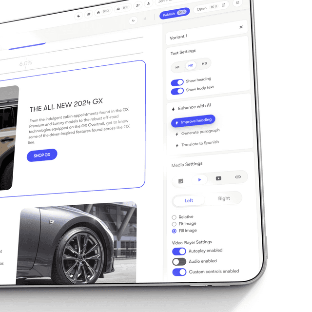 Lexus website editor