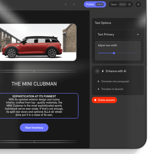 MINI USA website editor