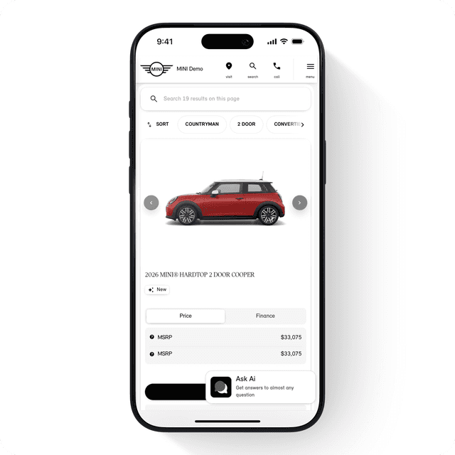 MINI USA search interface